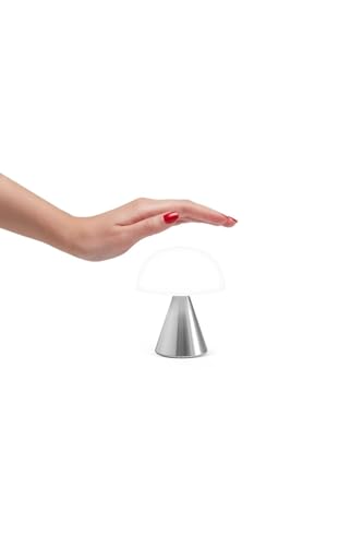 Lexon Mina M Mushroom Lamp - Portable Bedside Light for Bedrooms. Kids & Nursery - 9 LED Color Rechargeable Table Lamp with 24h Light & Dimmer. Medium - Alu Poli