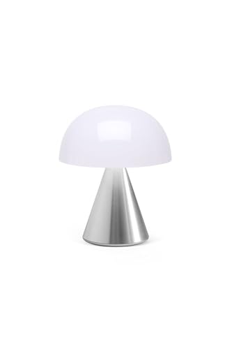 Lexon Mina M Mushroom Lamp - Portable Bedside Light for Bedrooms. Kids & Nursery - 9 LED Color Rechargeable Table Lamp with 24h Light & Dimmer. Medium - Alu Poli