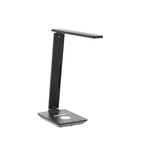 poukaran LED Desk Lamp with Wireless Charger. USB Charging Port. Table Lamp with Clock. Alarm. Date. Temperature. Desk Lamps for Home Office.Black