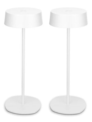 TORCHSTAR LED Rechargeable Table Lamps. Dimmable Cordless Outdoor Table Lamp for Restaurant Hotel. 4000mAh Battery Operated Portable Desk Lamp Commercial. 2700K. Hidden Charging Port. White. Pack of 2