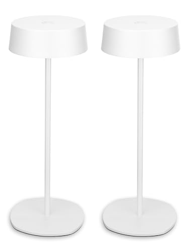 TORCHSTAR LED Rechargeable Table Lamps. Dimmable Cordless Outdoor Table Lamp for Restaurant Hotel. 4000mAh Battery Operated Portable Desk Lamp Commercial. 2700K. Hidden Charging Port. White. Pack of 2