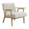 Lexicon Mid Century Modern Accent Chair. Upholstered Lounge Armchair. Single Sofa Seat. Natural Finish Solid Wood Framed Comfy Side Chairs for Living Room/Bedroom/Office/Waiting Area. Beige