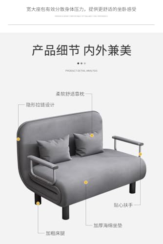 Foldable Velvet Sofa Bed - Multi-functional Single Chair. Lazy Bed. Washable (Grey Fabric 190 * 80 * 26CM)