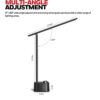 Honeywell Desk Lamp Home Office - LED Lighting with Charging Station A+C USB Port for Small Spaces Bedroom Reading Crafts HWT-H01 Black