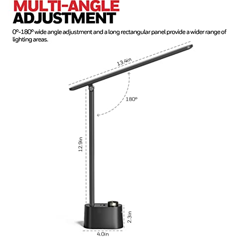 Honeywell Desk Lamp Home Office - LED Lighting with Charging Station A+C USB Port for Small Spaces Bedroom Reading Crafts HWT-H01 Black