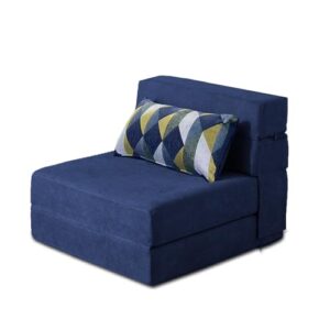 Nigoone Convertible Sleeper Chair Bed with Pillow Memory Foam Fold Sofa Bed Couch Futon Lazy for Living Room/Home Office/Guest Beds/Apartment/Upstairs Loft.Single Size.Dark Blue