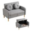 OSJ Sofa with Storage for 2 People. Width 41.3 inches (105 cm). Elbow Included. Cushioned. Compact. Low Sofa. Can Be Passed Through Vacuum Cleaners. Easy Assembly. Loveseat Sofa. 2-Seater Sofa. Gray