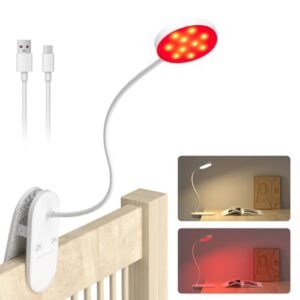 Haigvel 2 Color Red Book Light. 630nm Clip-On Red Night Light for Sleep & Reading. Rechargeable Desk Lamp with Adjustable Brightness. 2H/3H Auto Off. Eye Care Table Lamp for Kids and Adults