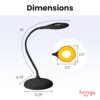 hooga Desk Lamp. Blue Light Blocking. 3 Modes: Amber 1600K. Red. Full-Spectrum 4000K. Dimmable. Rechargeable. Eye Strain Relief. Circadian Friendly