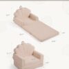 Blissful Diary Kids Couch. 2-in-1 Soft Toddler Couch Fold Out. Toddler Chair Comfy. Convertible Sofa to Lounger. Kids Furniture for Playroom. Gift for Birthday. Children's Day. Beige Shell