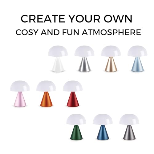 Lexon Mina L Mushroom Lamp - 9 LED Color Table Lamp for Bedrooms. Living Room & Office - Cordless. Rechargeable with 24h Light & Dimmer. Aluminum. Large - Dark Red