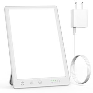 Fitfirst Light Therapy Lamp. 15000 Lux Simulated Sunlight. UV-Free LED Lamp with 3 Color Temperature & 4 Brightness Settings. Adjustable Timer. Foldable Stand for Home Office Travel