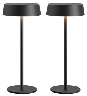 VISDANFO Cordless Table Lamps Set of 2. Rechargeable Table lamp with 5000mAh Battery Operated. Touch Lamps. Portable Indoor/Outdoor Lamp for Restaurant Kitchen Living Room Bedroom. Waterproof (Black)