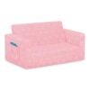 Delta Children Serta Perfect Sleeper Extra Wide Convertible Sofa to Lounger. Comfy 2-in-1 Flip Open Couch/Sleeper for Kids. Pink