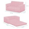 Delta Children Serta Perfect Sleeper Extra Wide Convertible Sofa to Lounger. Comfy 2-in-1 Flip Open Couch/Sleeper for Kids. Pink