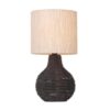 JCPYIUL Rattan Table Lamp. Small Wicker Table Lamp with Linen Lamp Shade. Vintage Rattan Bedside Lamp Desk Lamp for Bedroom Living Room Desk Room(Black)