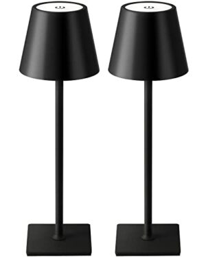 KDG 2 Pack Cordless Table Lamp.Portable LED Desk Lamp.5000mAh Battery Operated.3 Color Stepless Dimming Up.for Bedroom/Bars/Outdoor Party/Camping/Coffee Shop Night Light(Black) AMZ-TBL-003.14.96in