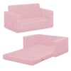 Delta Children Serta Perfect Sleeper Extra Wide Convertible Sofa to Lounger. Comfy 2-in-1 Flip Open Couch/Sleeper for Kids. Pink