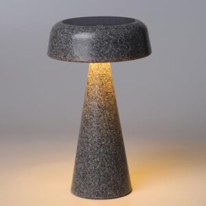 WEILAILUX Solar Cordless Mushroom Lamp Rechargeable. Portable Battery Table Lamp Waterproof. Touch Dimmable Night Light for Home/Patio/Dinning/Outdoor (Terrazzo Grey - Solar)