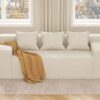 Modern 3-Seater Sofa. Hybrid Sofa in a Box. No Assembly Required. Comfy Sofa Couch with 3 Matching Pillows. Cat-Scratch Resistant Linen. Couch for Living Room or Bedroom. Beige