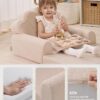 Blissful Diary Kids Couch. 2-in-1 Soft Toddler Couch Fold Out. Toddler Chair Comfy. Convertible Sofa to Lounger. Kids Furniture for Playroom. Gift for Birthday. Children's Day. Beige Shell