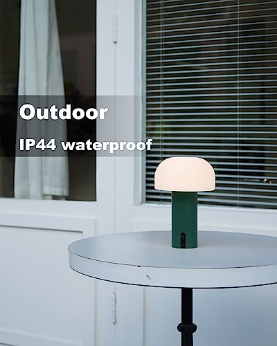 WEILAILUX Outdoor Mushroom Table Lamp Waterproof. Cordless Lamps Rechargeable. Battery Operated with USB Charging. Touch Dimmable Night Light for Bedroom/Patio/Camping/Dinning (Green). (WL-3760)
