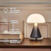 Lexon Mina L Mushroom Lamp - 9 LED Color Table Lamp for Bedrooms. Living Room & Office - Cordless. Rechargeable with 24h Light & Dimmer. Aluminum. Large - Dark Red