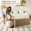 Modern 3-Seater Sofa. Hybrid Sofa in a Box. No Assembly Required. Comfy Sofa Couch with 3 Matching Pillows. Cat-Scratch Resistant Linen. Couch for Living Room or Bedroom. Beige