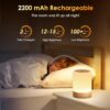 YUNJAYI Kids Night Lights for Bedroom. 256 RGB Color Changing & Warm White Small Touch Bedside Lamp Wireless. 2200mAh USB Rechargeable Battery Operated Lamp. Dimmable Nursery Night Lamp with Memory