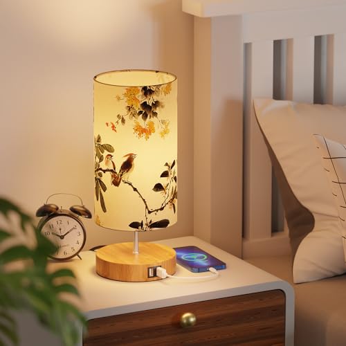 GPATIO Bedside Lamp with 2 USB Charging Ports. Printed Bedside Lamp. Touch Control Table Lamp. Nightstand Light with 3 Bright Modes. for Bedroom. Living Room. Office