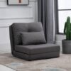 MICAR Convertible Flip Chair. Floor Lazy Sofa. Folding Couch Bed with Adjustable Backrest (Grey)