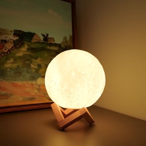 LOGROTATE Moon Lamp. 16 Colors LED Night Light 3D Printing Moon Light with Stand & Remote/Touch Control and USB Rechargeable. Moon Light Lamps for kids friends Lover Birthday Gifts (Diameter 4.8 INCH)