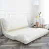 N&V Folding Matress Sofa Bean Bag. Foam Filling Folding Matress Sofa. Includes Removable and Machine Washable Cover. Soft Faux Fur (White)