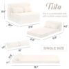Tiita Folding Sofa Bed Couch.Single Size Foldable Futon Chair Bed with Pillow. Folding Sleeper Sofa Chair Bed Floor Mattress for Guest Room. Living Room. Beige