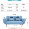 Z3 Foldable Lazy Sofa bed for Small Spaces/Fabric Sofa Bed/Double Sofa Chair (Blue)