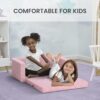 Delta Children Serta Perfect Sleeper Extra Wide Convertible Sofa to Lounger. Comfy 2-in-1 Flip Open Couch/Sleeper for Kids. Pink