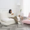 N&V Folding Matress Sofa Bean Bag. Foam Filling Folding Matress Sofa. Includes Removable and Machine Washable Cover. Soft Faux Fur (White)