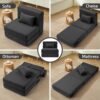 SUYOLS Folding Sofa Bed with Pillow- Convertible Chair Floor Couch & Sleeping Mattress. Foldable Memory Foam Sleeper for Living Room/Dorm/Guest Room/Home Office/Apartment/Loft. Single26. Dark Gray