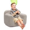 ALIMORDEN Kids Ultra-Soft Snuggle Foam Filled Chair. Toddler Cuddly Sherpa Reading Couch for Boys and Girls. Light Grey