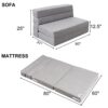 ANONER 60 Folding Sleeper Chair Sofa Bed Lazy Couch with 2 Pillows. Queen Size Memory Foam Washable Cover. Light Gray