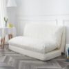 N&V Folding Matress Sofa Bean Bag. Foam Filling Folding Matress Sofa. Includes Removable and Machine Washable Cover. Soft Faux Fur (White)