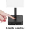 Alimentata Touch Control Bedside Table Lamp with USB C & USB A Charging Port and 2 AC Outlet. Minimalist LED Desk Night Light with Charger Base White Fabric Shade for Bed Room/Nightstand/Office