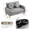 OSJ Sofa with Storage for 2 People. Width 41.3 inches (105 cm). Elbow Included. Cushioned. Compact. Low Sofa. Can Be Passed Through Vacuum Cleaners. Easy Assembly. Loveseat Sofa. 2-Seater Sofa. Gray