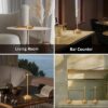 NEWSEE Modern Cordless Table Lamp Set of 2. Portable LED Desk Lamps. 5000mAh Rechargeable Battery Operated Lighting for Bedroom Dining Room Restaurant Coffee Shop Camping Night Light (Gold)