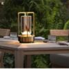 Portable Metal Table Lamp for Indoor/Outdoor .Rechargeable Cordless LED Lamp. 3-Colour Infinitely Dimming Battery Powered Small Desk Lamp. Restaurant/Bedroom/Bar/Coffee Shop/Camping Light (Gold)