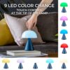Lexon Mina L Mushroom Lamp - 9 LED Color Table Lamp for Bedrooms. Living Room & Office - Cordless. Rechargeable with 24h Light & Dimmer. Aluminum. Large - Dark Red