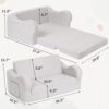 BestRoyal Extra Wide Toddler Chair. 2-in-1 Toddler Couch Fold Out. Convertible Sherpa Sofa to Lounger for Boys & Girls. Grey