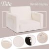 Tiita Kids Sofa. 2-in-1 Kids Sofa Chair. Convertible Children Couch to Lounger. Flip Out Kids Sofa Chair. Toddler Armrest Chair Bed. Folding Kids Play Sofa for Girl or Boy (Beige)