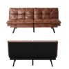 Hcore Convertible Futon Sofa Bed Brwon PU Memory Foam Loveseat.Small Euro Lounger Sofa for Compact Living Spaces.Apartment.Dorm.Studio.Guest Room.Home Office