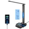 poukaran LED Desk Lamp with Wireless Charger. USB Charging Port. Table Lamp with Clock. Alarm. Date. Temperature. Desk Lamps for Home Office.Black